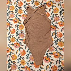 EUC Shein Brown Ribbed Bodysuit Size Medium